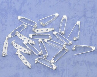 Set of 10 blank pins - silver T40