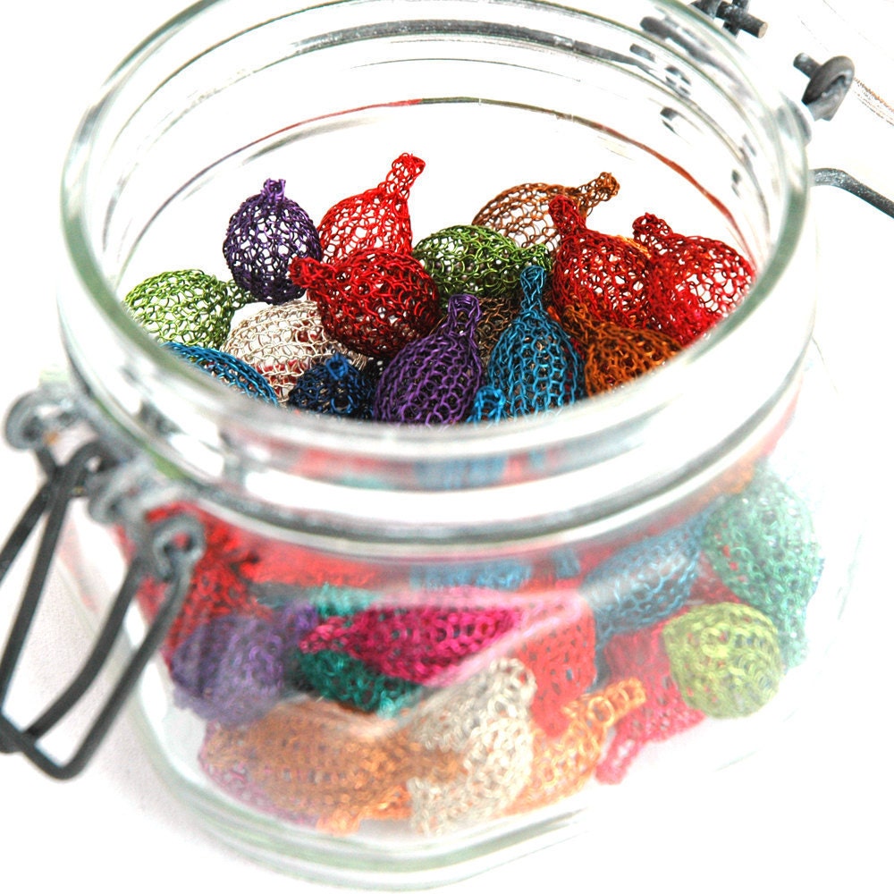 Download 10 custom color wire crochet beads in a pod shape