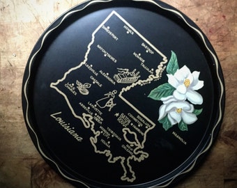 Vintage Mid Century Louisiana Collectable Souvenir State Tray