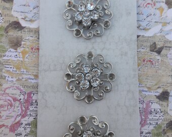 Antique Gemstone Daisy Flower Brads Trinkets Scrapbooking & Paper Craft Supplies