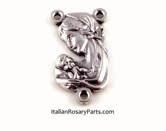 Virgin Mary with Baby Jesus Rosary Center Medal | Italian Rosary Parts
