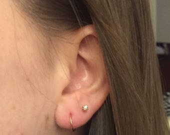 Pair of Tiny Hoop Earrings - gold, sterling silver, copper, gunmetal, small hoop earrings, little hoop earrings, silver hoop earrings