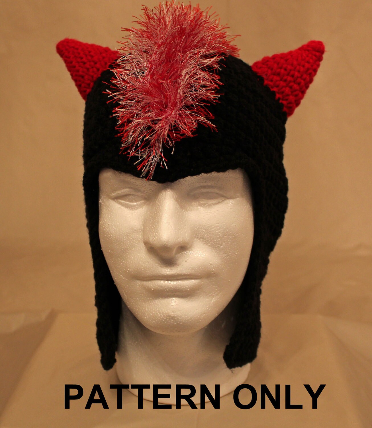 PATTERN Devil Crochet Hat Adult