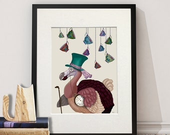 Dodo bird print Alice in Wonderland Print Dodo and Teacups - dodo bird art alice in wonderland decor dodo wall art dodo painting art print