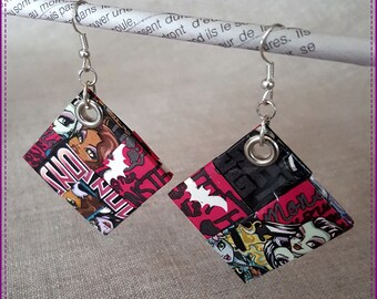 Black and pink pierced earrings