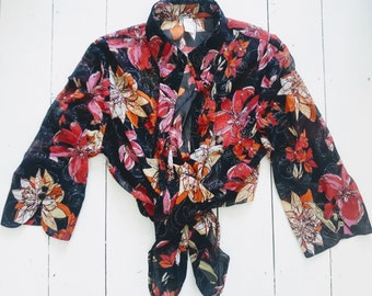 vintage sheer fabric sparkly floral blouse