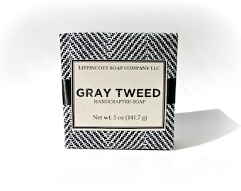 Gray Tweed Soap, Mens Soap, Cold Process Soap, Bar Soap, Palm Oil Free Soap, Verbena, Bergamont, Lemon, Sandalwood, Father's Day Gift