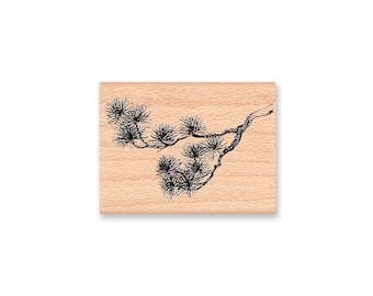 PINE BOUGH-Jack Pine-pine tree branch-wood mounted rubber stamp (16-07)