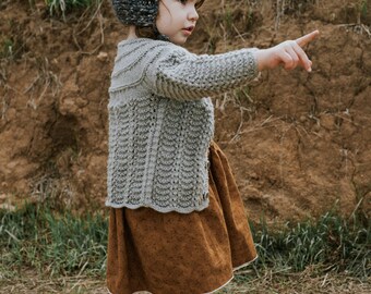 Knitted Baby Sweater Hat Booties Set / Grey Sweater / Kids Cradigan / Toddler Sweater / Baby Sweater Set