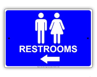 Restrooms for Men Women Directional Left Arrow Restaurant Hotel Metal Sign