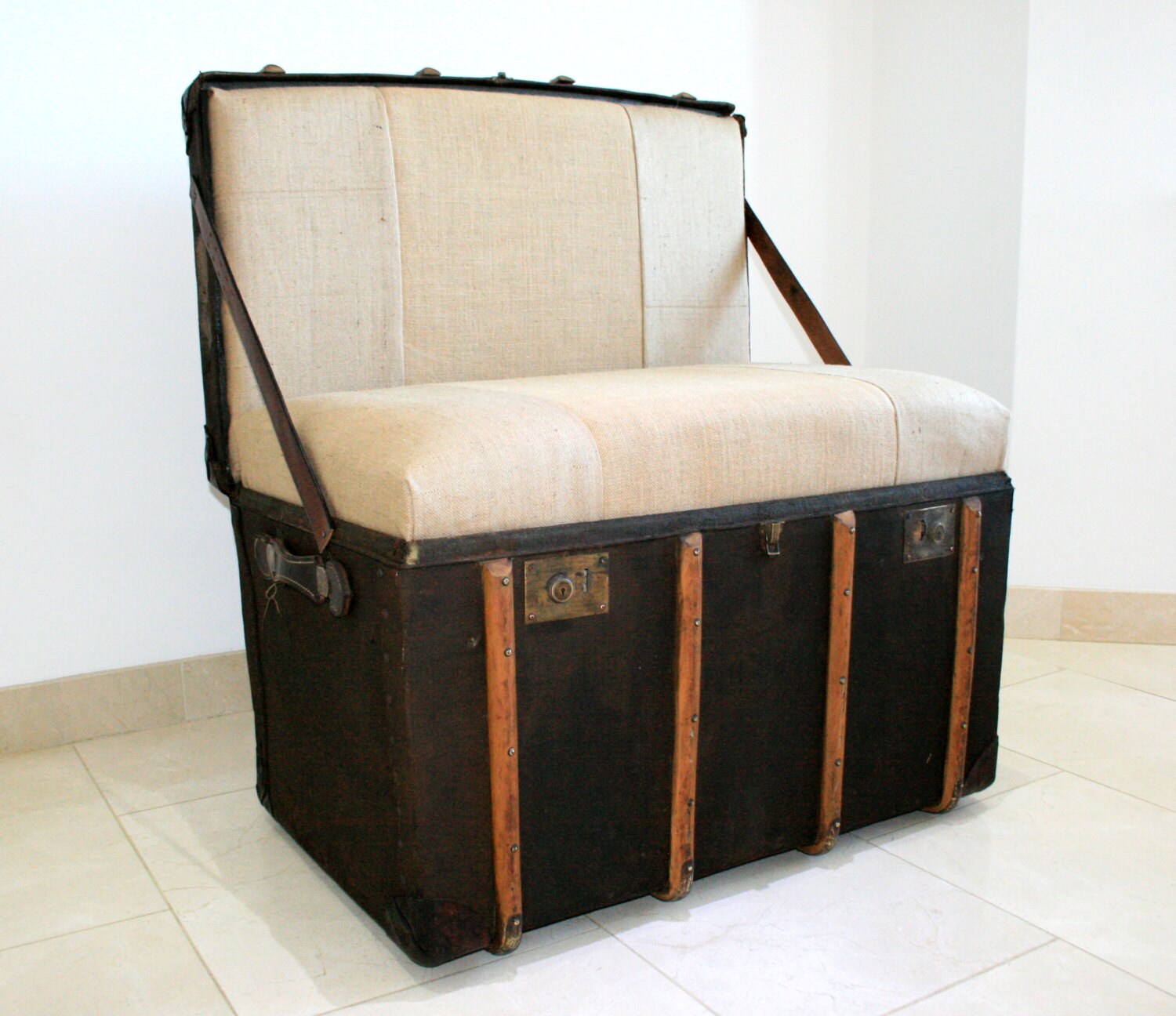 Upcycled Steamer Trunk Chairs bespoke seating alternative hand