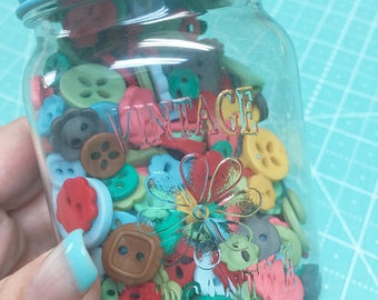 Lori Button Jar #2 - Cute Little Buttons in a Jar, Contains 500 Buttons