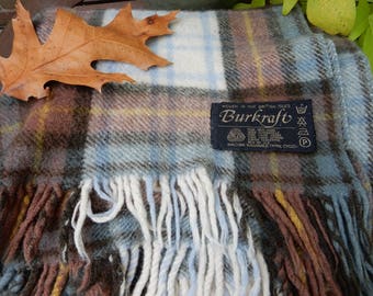 Burkraft Wool Blue/Beige/Brown Stadium Blanket