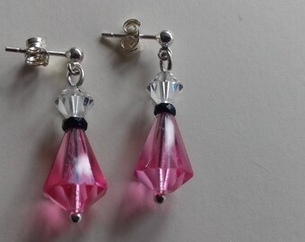 Vintage crystal pink teardrop earrings