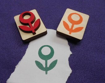 Stamp, Flower, Retro, 4 x 3 cm (S01-0006A)