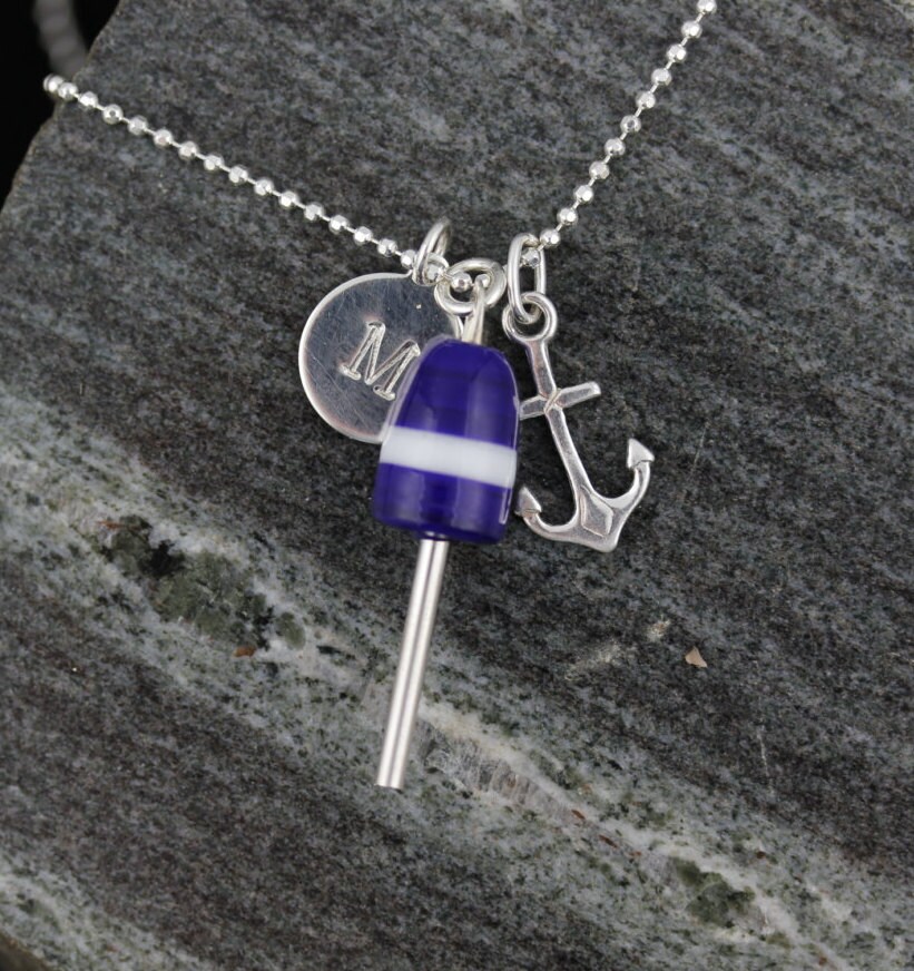 Nautical Lobster Buoy Necklace Anchor and Your Choice of