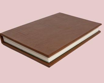 Hand bound light brown leather journal