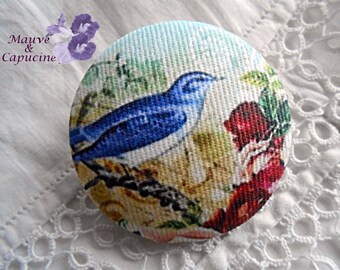 Fabric button, bird, 0.94 in / 24 mm