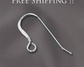 Sterling Silver Ear Wires, Silver Earring Hooks, Earring Backs, Fish Hooks for Making Earrings, 10 PAIR of Sterling Ear Wires