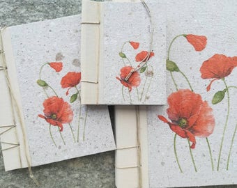 Mini diary bound in recycled paper