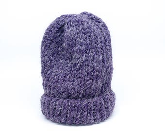 Purple Knit Hat - Alpaca