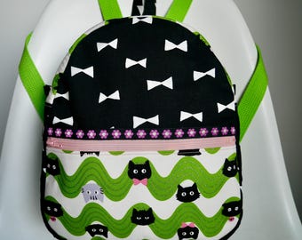 Kids backpack, toddler backpack,mini backpack,cat bag,Japanese print,kawaii,school bag,nursery bag