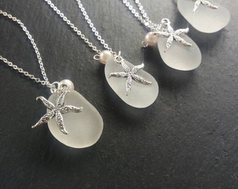 Sea Glass Jewelry Sea Glass Necklace Bridesmaids Necklace Beach Glass Necklace Charm Necklace Mermaid Jewelry Beach Wedding Irish Sea Glass