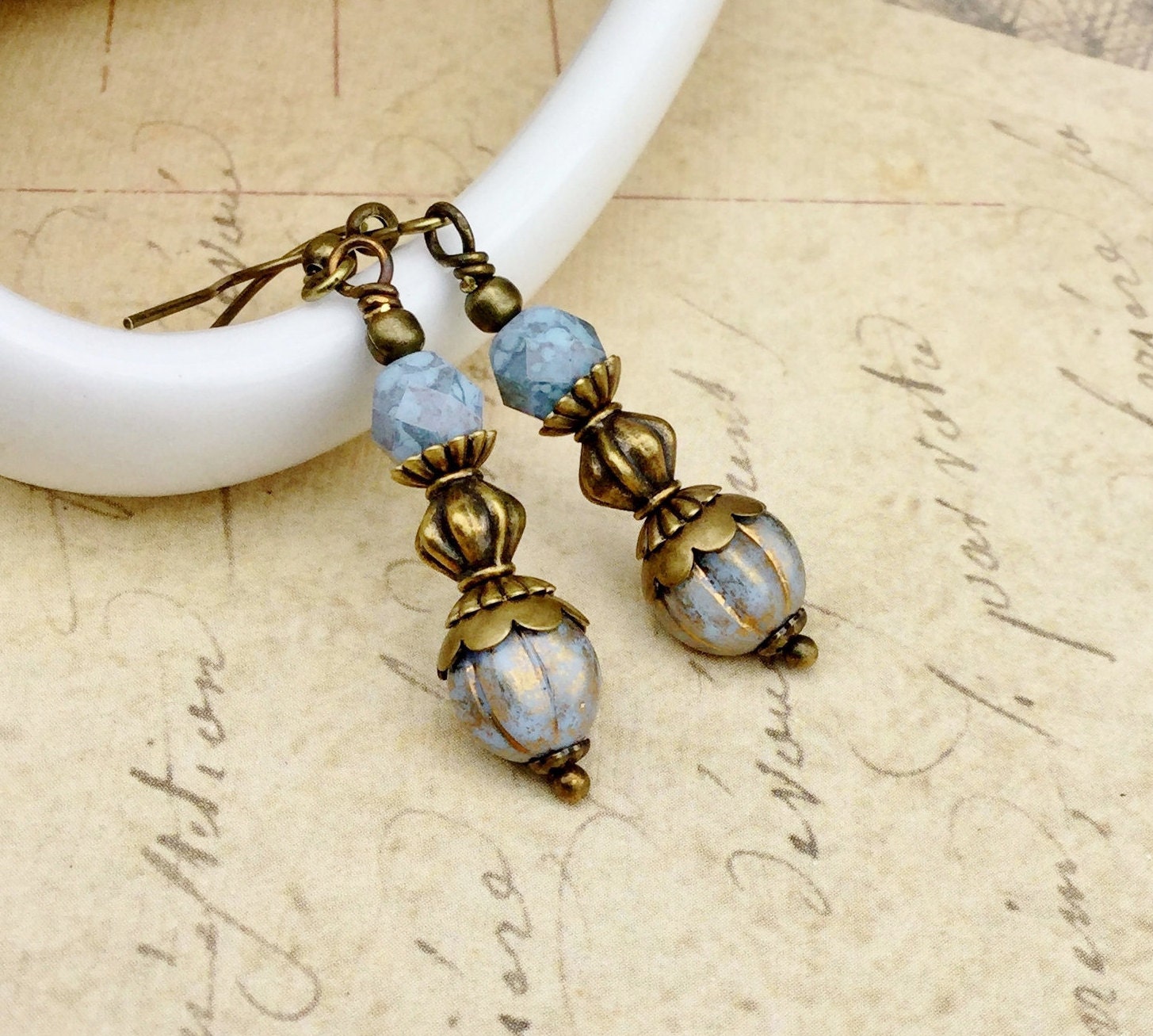 Blue Earrings Victorian Earrings Antique Gold Earrings