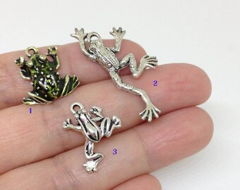 10pcs Frog Charm, Green Frog Charm, Sealife charm