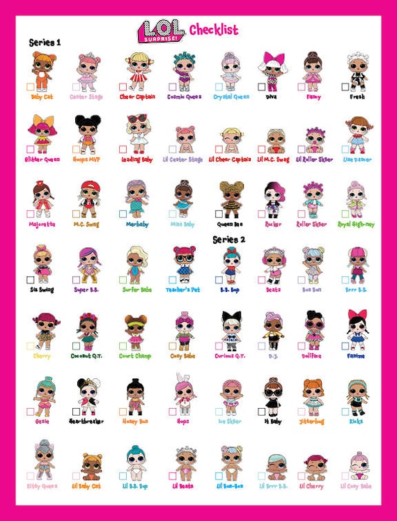 lol surprise doll checklist 5pages instant download