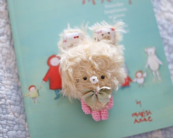 Artist bear. Mohair teddy bear. Miniature amigurumi bear.