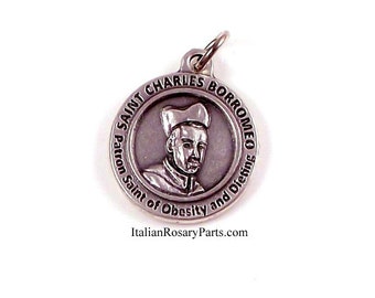 St Charles Borromeo Silver Medal Patron Saint of Dieting and Weight Loss | Italian Rosary Parts