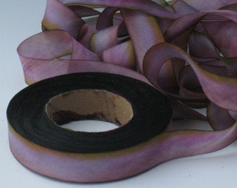 Silk Ribbon, Weddings, DIY Weddings, Hand Dyed Silk Ribbon 5/8 wide 3 yd piece WR