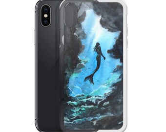 iPhone Case "Underwater Cave". Mermaid Phone Case, iPhone 7 Case, iPhone 8 Case, Fantasy Art, Gifts for Divers, Diving iPhone Case