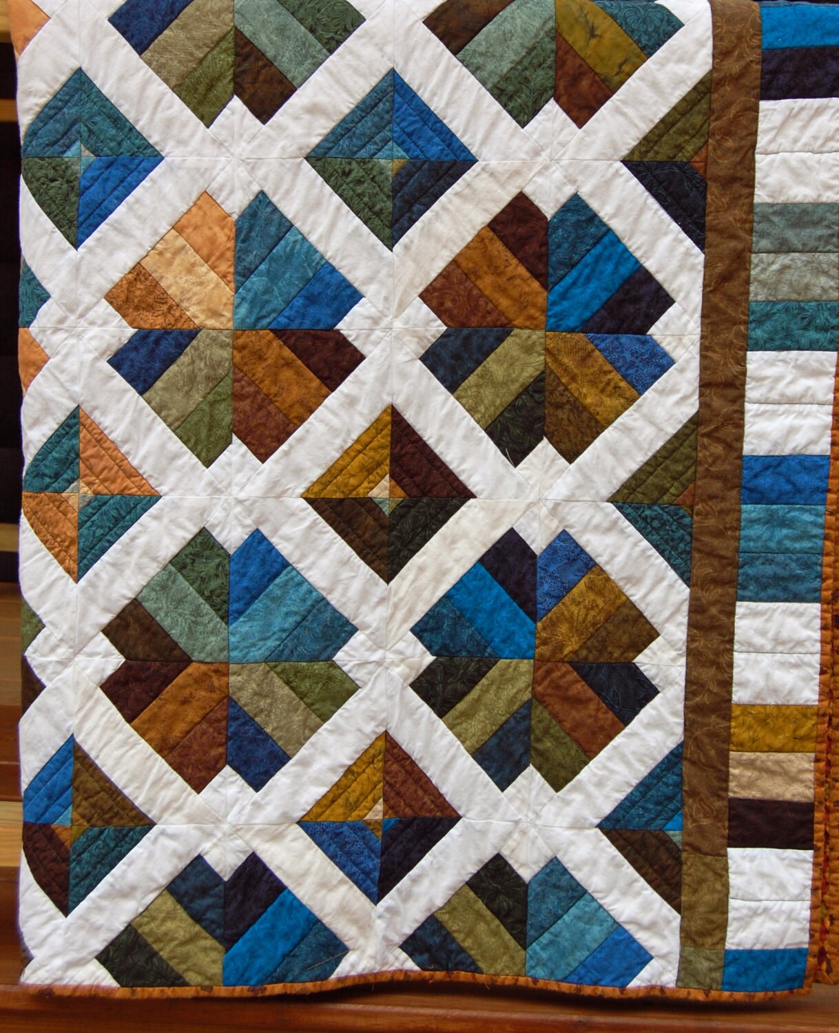 Earth Tone Quilt / Handmade 100 Cotton Quilt / Lap Quilt