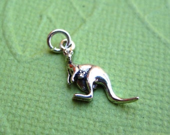 Sterling Silver Kangaroo with Joey Petite Charm