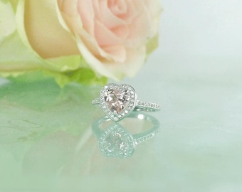 Morganite Ring, Morganite Engagement Ring, Morganite Statement Ring, Heart Shaped Ring, Pink Morganite Ring, Heart Ring, Morganite Rings