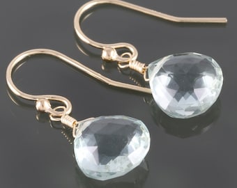 Mint Green Quartz Earrings. Gold Filled Ear Wires. Small Drop Earrings. f16e117