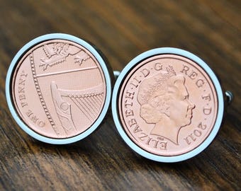 2011 Copper 7th Anniversary Cufflinks 2011 Penny Birth Year Coin Cufflink 7th Coin Cufflinks Mens Birthday Copper Anniversary Present Gift