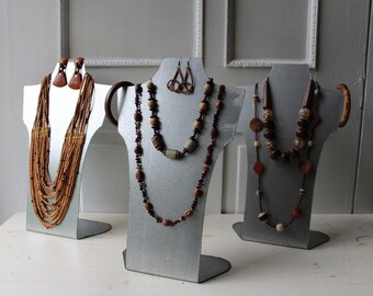 One Galvanized Metal Necklace Bust - Handmade from Galvanized Steel - Industrial Jewelry Display - Necklace Display - Ready to Ship