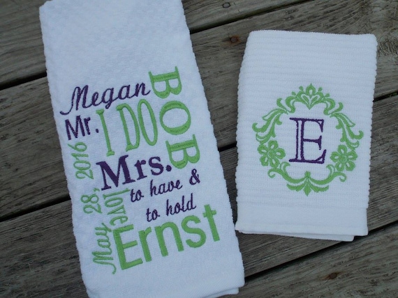 Personalized Kitchen  Towel Set  Wedding  Gift  Set  Bridal  Shower