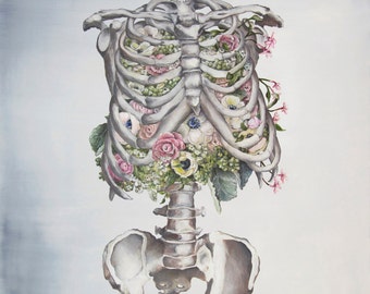 Floral Anatomy: Skeleton Print of Oil Painting - Anatomical Art Print - Human Body - Medical Art