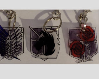 Attack on titan division badges keychains (set of three)