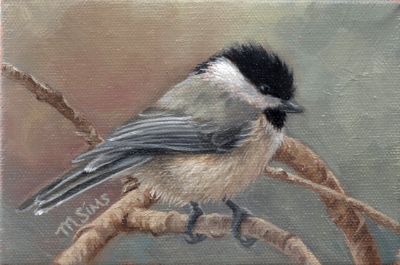 Black capped Chickadee chickadee art bird art print