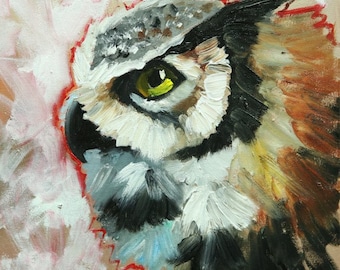 Owl painting 138 12x12 inch original oil painting by Roz