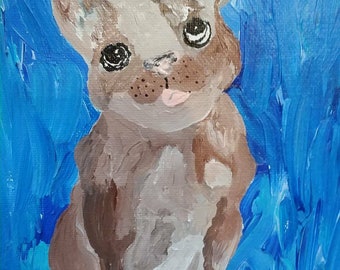Dog on blue