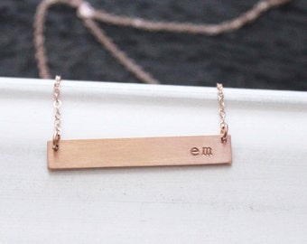 Rose Gold Bar Necklace, Rose Gold Nameplate Necklace, Personalized Necklace, Personalized Rose Gold Bar Necklace, Custom Name Bar Necklace