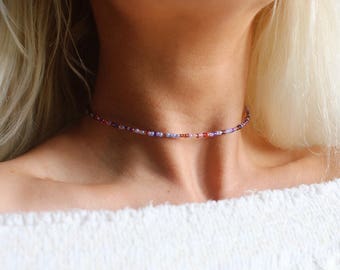 Beach Bum Beaded Choker Necklace / Beach Jewelry /