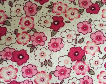 Pink floral fabric - Rose and Hubble 100% cotton poplin fabric UK