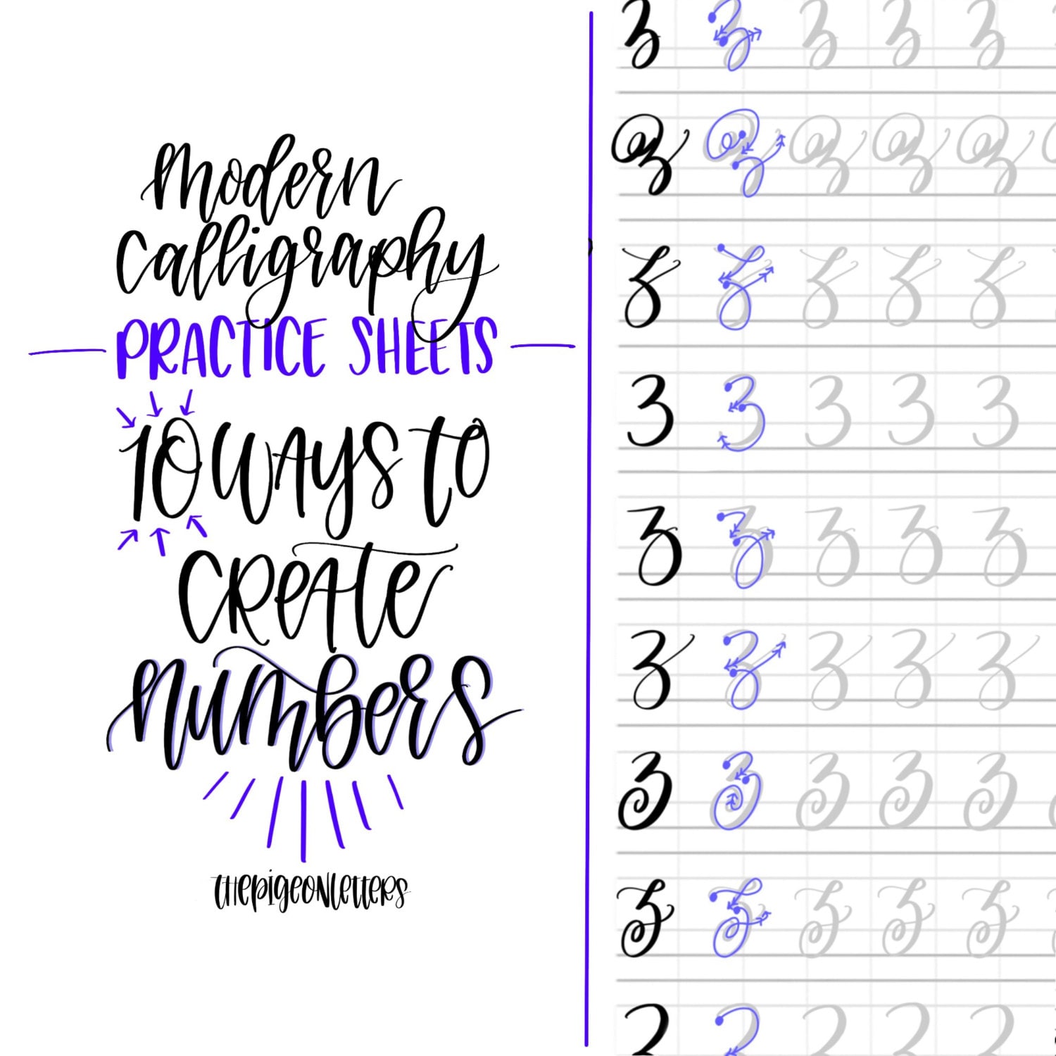 Worksheets Calligraphy Practice Worksheets modern calligraphy practice sheets 10 ways to create numbers